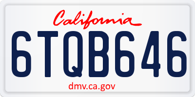 CA license plate 6TQB646