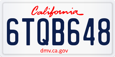 CA license plate 6TQB648