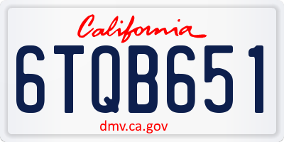 CA license plate 6TQB651