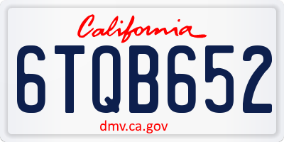 CA license plate 6TQB652