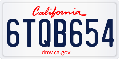 CA license plate 6TQB654
