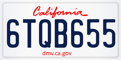 CA license plate 6TQB655