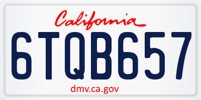 CA license plate 6TQB657