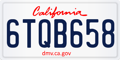 CA license plate 6TQB658