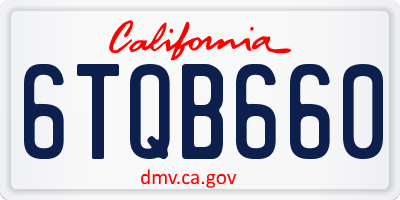 CA license plate 6TQB660