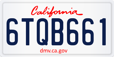 CA license plate 6TQB661