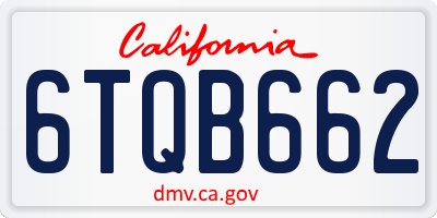 CA license plate 6TQB662