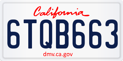 CA license plate 6TQB663