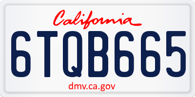 CA license plate 6TQB665