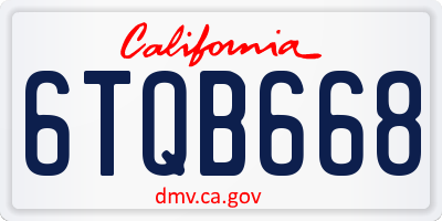 CA license plate 6TQB668