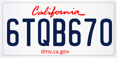 CA license plate 6TQB670