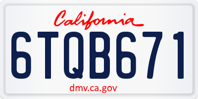 CA license plate 6TQB671