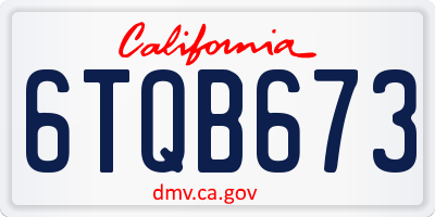 CA license plate 6TQB673