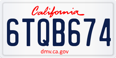 CA license plate 6TQB674