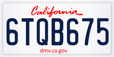 CA license plate 6TQB675