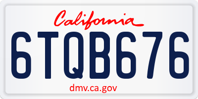 CA license plate 6TQB676