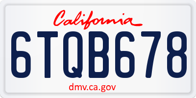 CA license plate 6TQB678