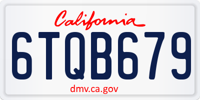 CA license plate 6TQB679