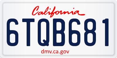 CA license plate 6TQB681