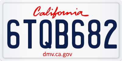 CA license plate 6TQB682