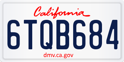 CA license plate 6TQB684