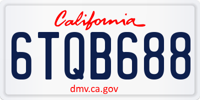 CA license plate 6TQB688