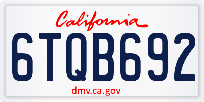 CA license plate 6TQB692