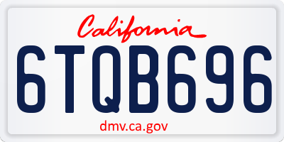 CA license plate 6TQB696