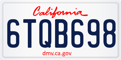 CA license plate 6TQB698