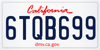 CA license plate 6TQB699