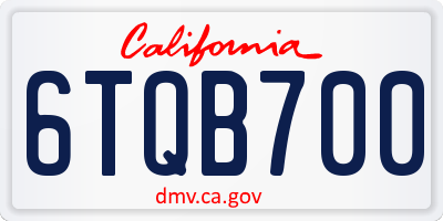 CA license plate 6TQB700