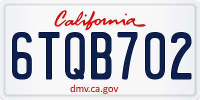 CA license plate 6TQB702