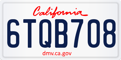 CA license plate 6TQB708