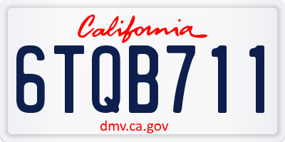 CA license plate 6TQB711