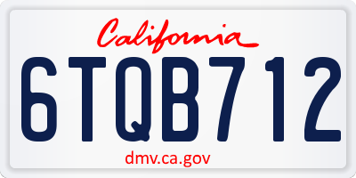 CA license plate 6TQB712