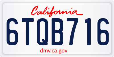 CA license plate 6TQB716