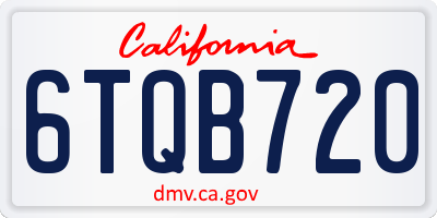 CA license plate 6TQB720