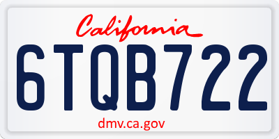 CA license plate 6TQB722