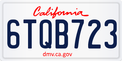 CA license plate 6TQB723