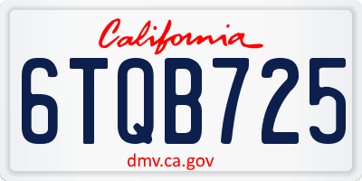 CA license plate 6TQB725