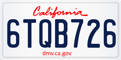 CA license plate 6TQB726