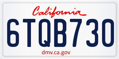 CA license plate 6TQB730