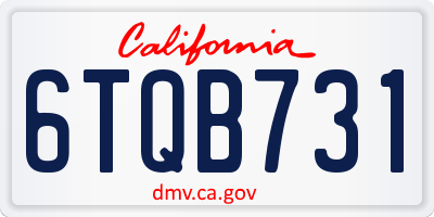 CA license plate 6TQB731