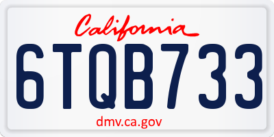 CA license plate 6TQB733