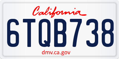 CA license plate 6TQB738