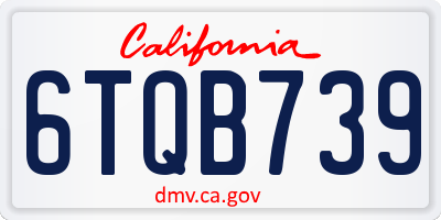 CA license plate 6TQB739