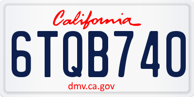 CA license plate 6TQB740