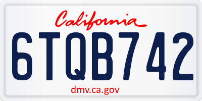 CA license plate 6TQB742