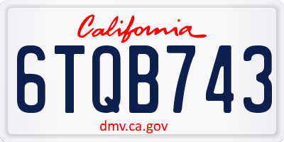 CA license plate 6TQB743