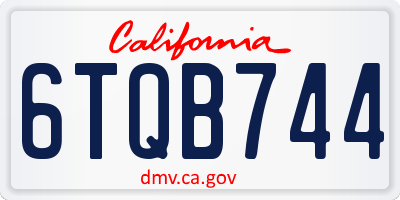 CA license plate 6TQB744